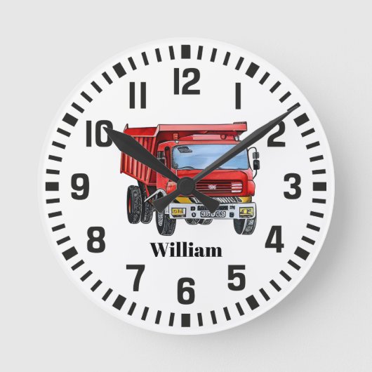 Cool Aangepaste Naam Bouw Dump Truck Ronde Klok (Voorkant)