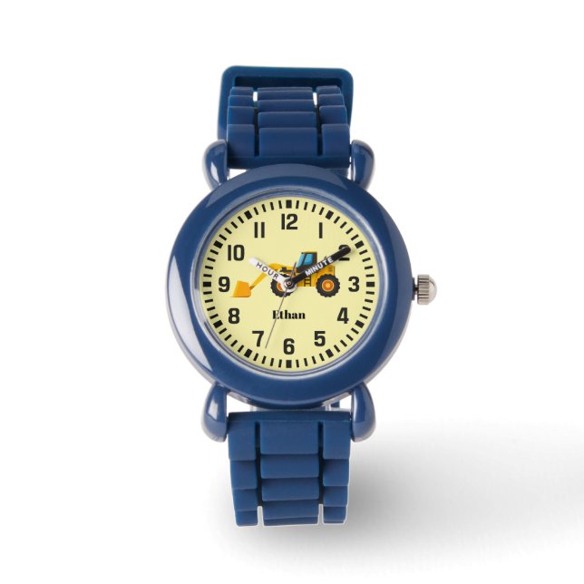 Cool Aangepaste Naam Bulldozer Horloge (Voorkant)