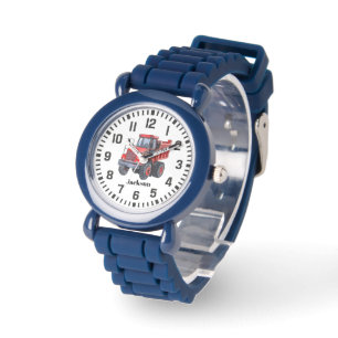 Cool Aangepaste Naam Rode Tractor Horloge