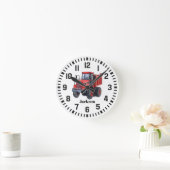Cool Aangepaste Naam Rode Tractor Ronde Klok (Huis)