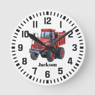 Cool Aangepaste Naam Rode Tractor Ronde Klok