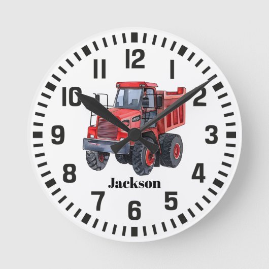 Cool Aangepaste Naam Rode Tractor Ronde Klok (Voorkant)