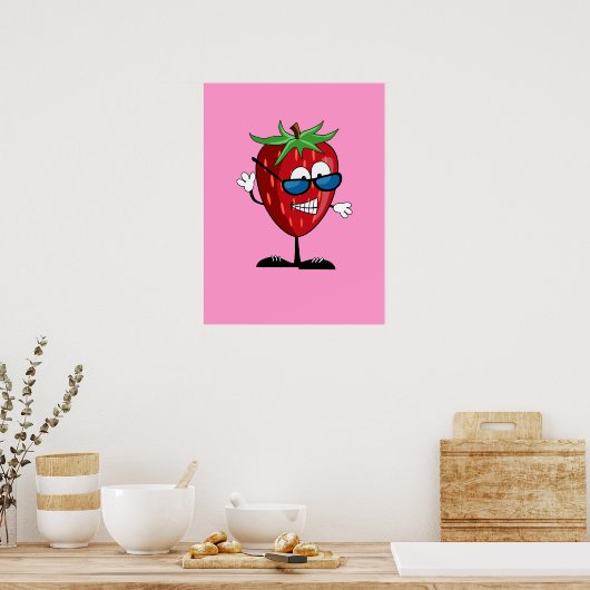 Cool-aardbeienteken Poster (Keuken)