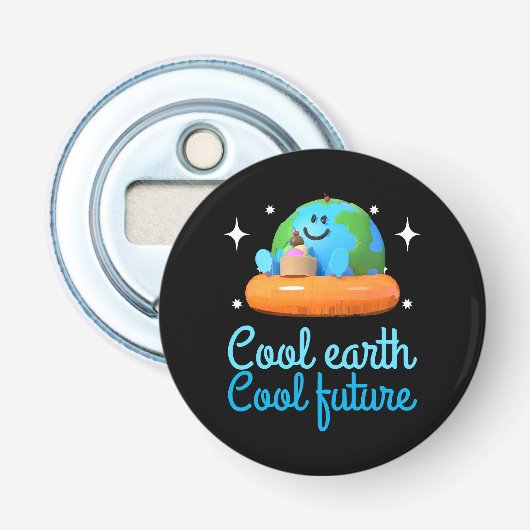 Cool aarde, Cool toekomst - Aarde Button Flesopener (Voorkant)