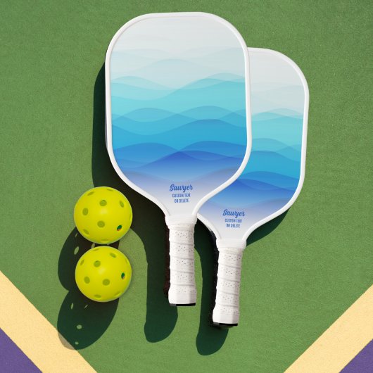 Cool Abstract Blauwe Golven Persoonlijk Pickleball Paddle