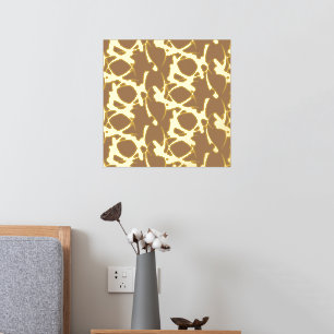 Cool Abstract Brown Beige Gold Folie Afdrukken