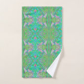 Cool Abstract Chartreuse en Blue Groovy Retro Bad Handdoek (Handdoek)