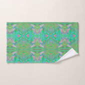Cool Abstract Chartreuse en Blue Groovy Retro Bad Handdoek (Handdoek)