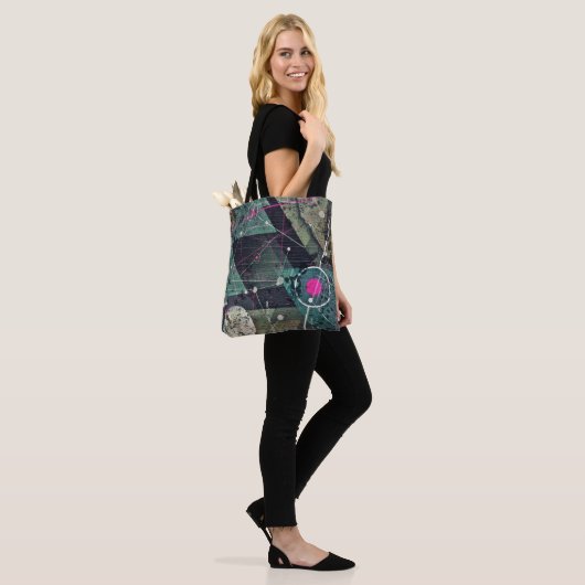 Cool Abstract Digital Graffiti Art Geometic Tote Bag (Op model)