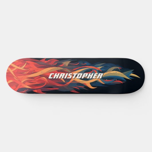 Cool Abstract Fire Flame Orange Blue Persoonlijk Skateboard (Horizontaal)