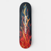 Cool Abstract Fire Flame Orange Blue Persoonlijk Skateboard (Voorkant)