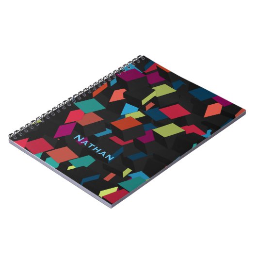Cool Abstract Geometric Cube Pattern Personalized Notitieboek (Linkerzijde)