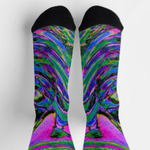 Cool Abstract Groen, Zwart en Blauw Groovy Retro
