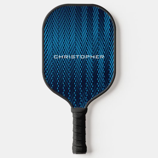 Cool Abstract modern blauw moiré-effect Aangepaste Pickleball Paddle (Voorkant)