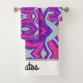 Cool Abstract Modern Gepersonaliseerd Handdoek Set (Insitu)