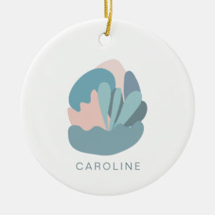 Cool Abstract Modernisme in Blauw Persoonlijk  Keramisch Ornament