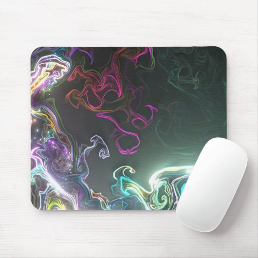 Cool Abstract Neon Liquid Art Black Muismat (Met muis)