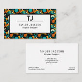 Cool Abstract Pattern Monogram Initialen Visitekaartje (Voorkant / Achterkant)