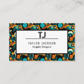 Cool Abstract Pattern Monogram Initialen Visitekaartje (Voorkant)