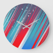 Cool Abstract Red White Blue Brush Strokes Grote Klok (Voorkant)