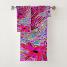 Cool Abstract Retro Hot Pink and Red Floral Swirl