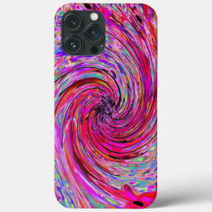Cool Abstract Retro Hot Pink and Red Floral Swirl Case-Mate iPhone Case