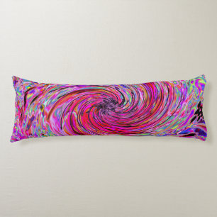 Cool Abstract Retro Hot Pink and Red Floral Swirl Lichaamskussen