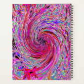 Cool Abstract Retro Hot Pink and Red Floral Swirl Planner (Achterkant)
