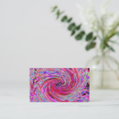 Cool Abstract Retro Hot Pink and Red Floral Swirl Visitekaartje (Staand voorkant)