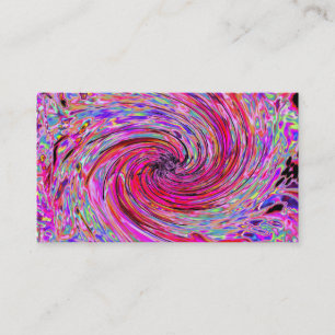 Cool Abstract Retro Hot Pink and Red Floral Swirl Visitekaartje