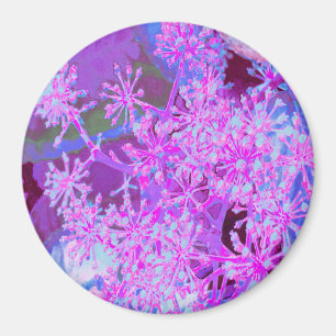 Cool Abstract Retro Natuur in Heet Roze en Paars Magneet