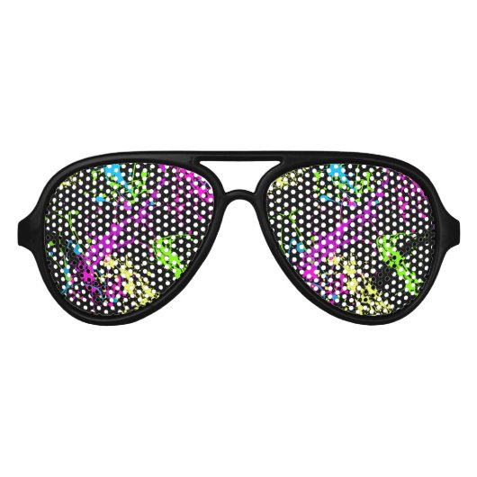 Cool Abstract Retro Rainbow Paint Splatter Zwart Aviator Zonnebril (Voorkant)