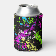 Cool Abstract Retro Rainbow Paint Splatter Zwart