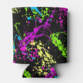 Cool Abstract Retro Rainbow Paint Splatter Zwart Blikjeskoeler (Achterkant)