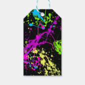 Cool Abstract Retro Rainbow Paint Splatter Zwart Cadeaulabel (Voorkant)