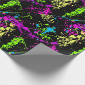 Cool Abstract Retro Rainbow Paint Splatter Zwart Cadeaupapier (Hoek)