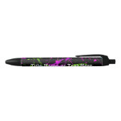 Cool Abstract Retro Rainbow Paint Splatter Zwart Zwarte Inkt Pen (Bovenkant)