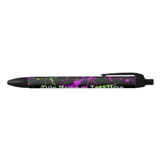 Cool Abstract Retro Rainbow Paint Splatter Zwart Zwarte Inkt Pen (Bovenkant)