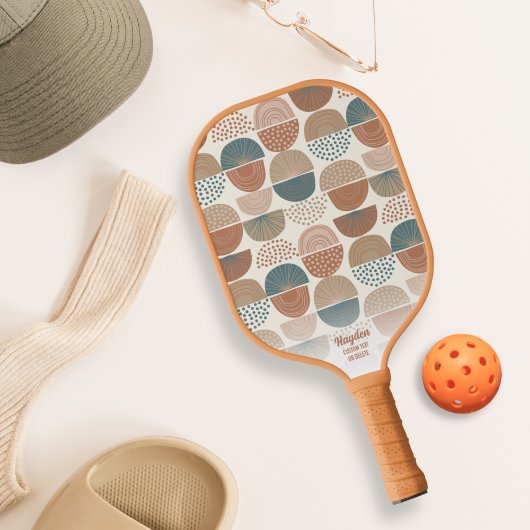 Cool Abstract Retro Regenbogen Aangepaste Tekst Na Pickleball Paddle