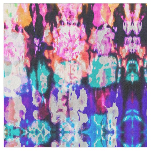 Cool Abstract Roze Blauw Zwart Tie Dye Pattern Stof (Close Up)