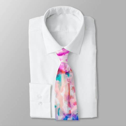 Cool Abstract Roze Blauw Zwart Tie Dye Pattern Stropdas (Gebonden)