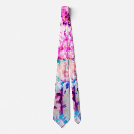 Cool Abstract Roze Blauw Zwart Tie Dye Pattern Stropdas (Voorkant)