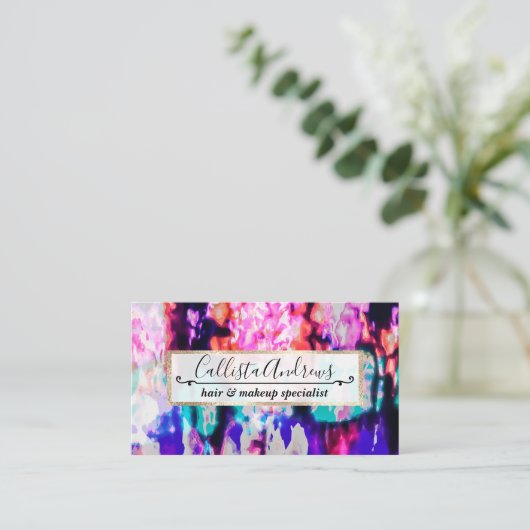 Cool Abstract Roze Blauw Zwart Tie Dye Pattern Visitekaartje (Staand voorkant)