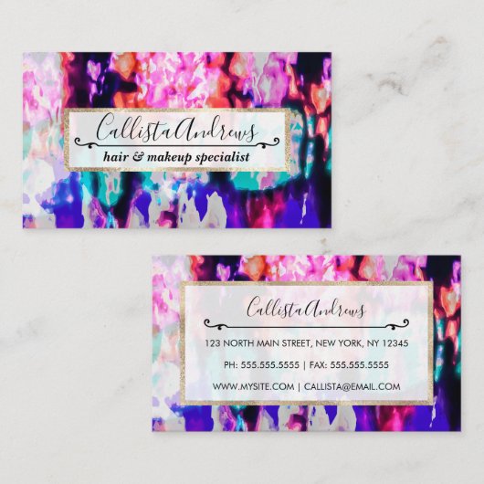 Cool Abstract Roze Blauw Zwart Tie Dye Pattern Visitekaartje (Voorkant / Achterkant)