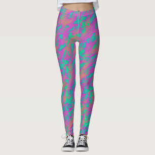 Cool Abstract Roze Turquoise Dierenprint Patroon Leggings