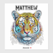 Cool Abstract tijgergezicht gepersonaliseerd Sticker (Vel)
