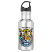 Cool Abstract tijgergezicht gepersonaliseerd Waterfles (Voorkant)