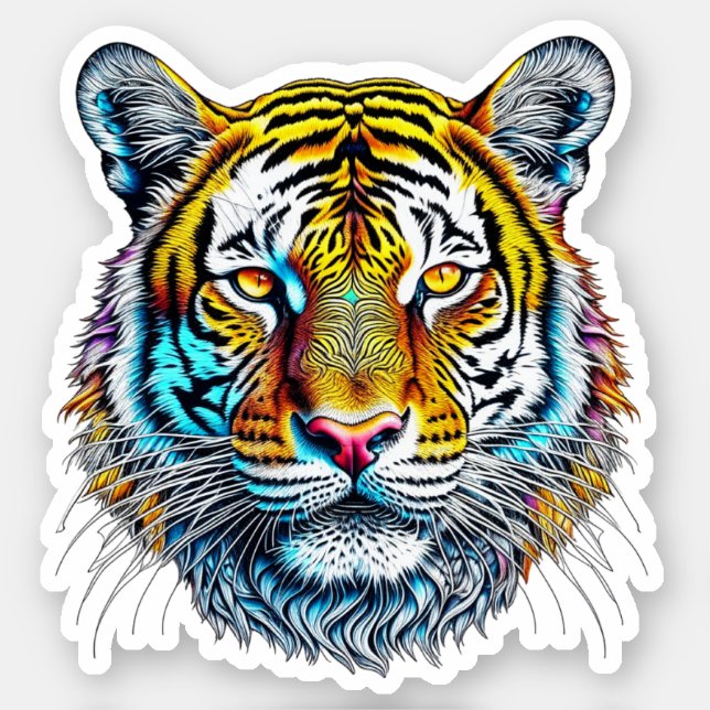 Cool Abstract tijgergezicht Sticker (Voorkant)