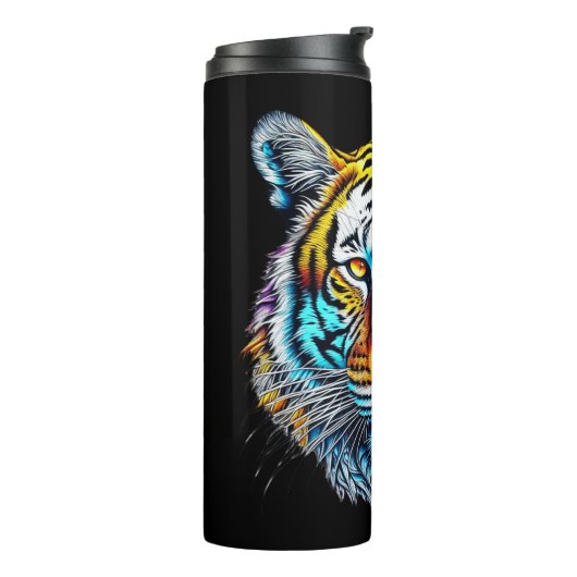 Cool Abstract tijgergezicht Thermosbeker (Gedraaid links)