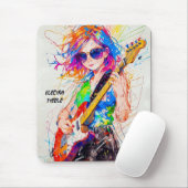 Cool Abstract Vrouw Pop Art Anime Gitarist Muismat (Met muis)